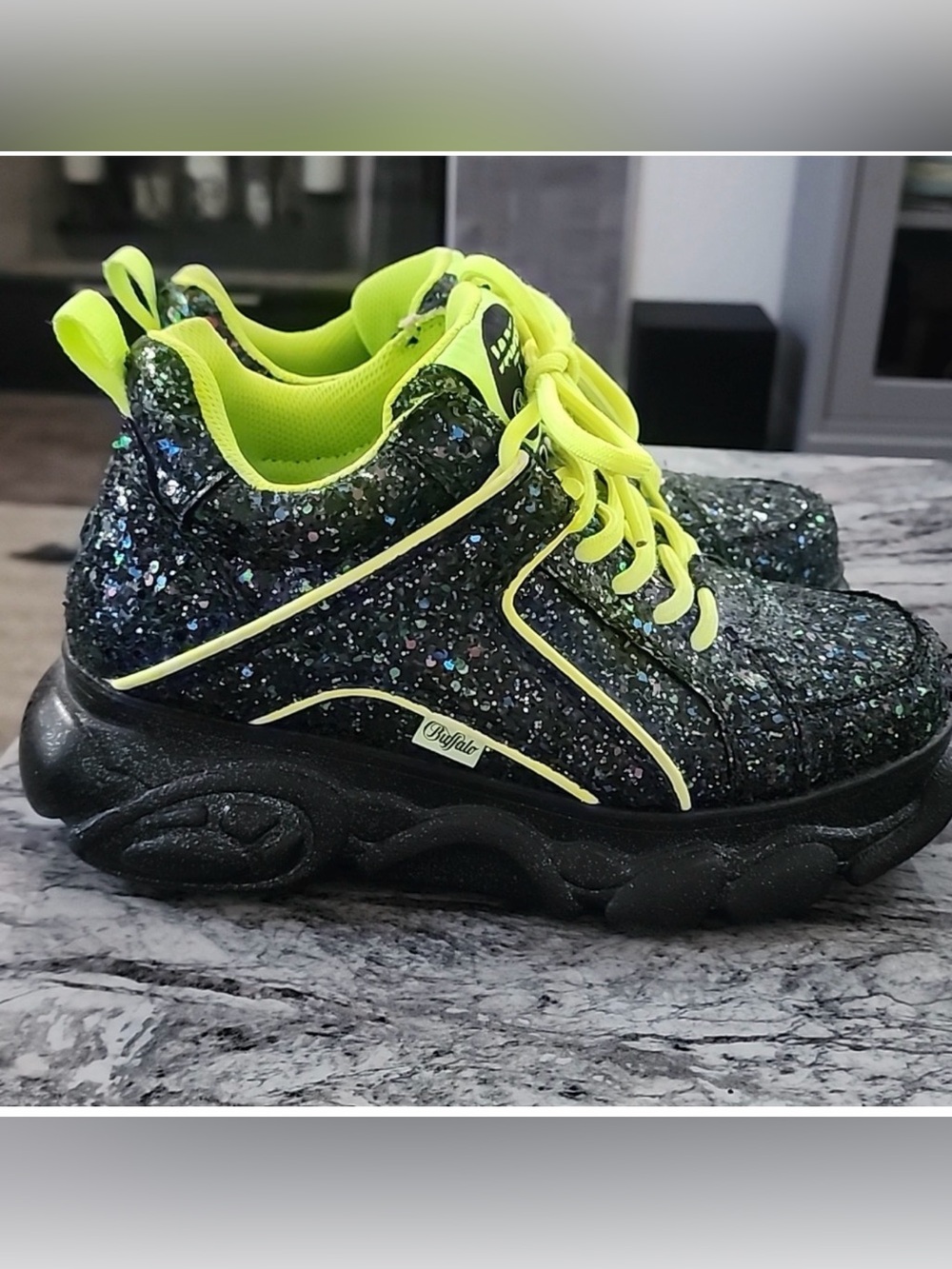 Buffalo London Glitter Chunky Trainers, Size 8.5